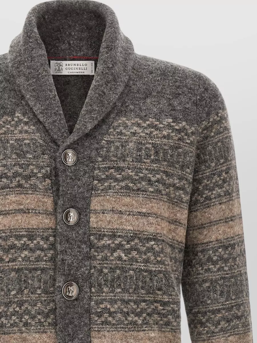 Brunello Cucinelli Jacquard Shawl Neck Cardigan