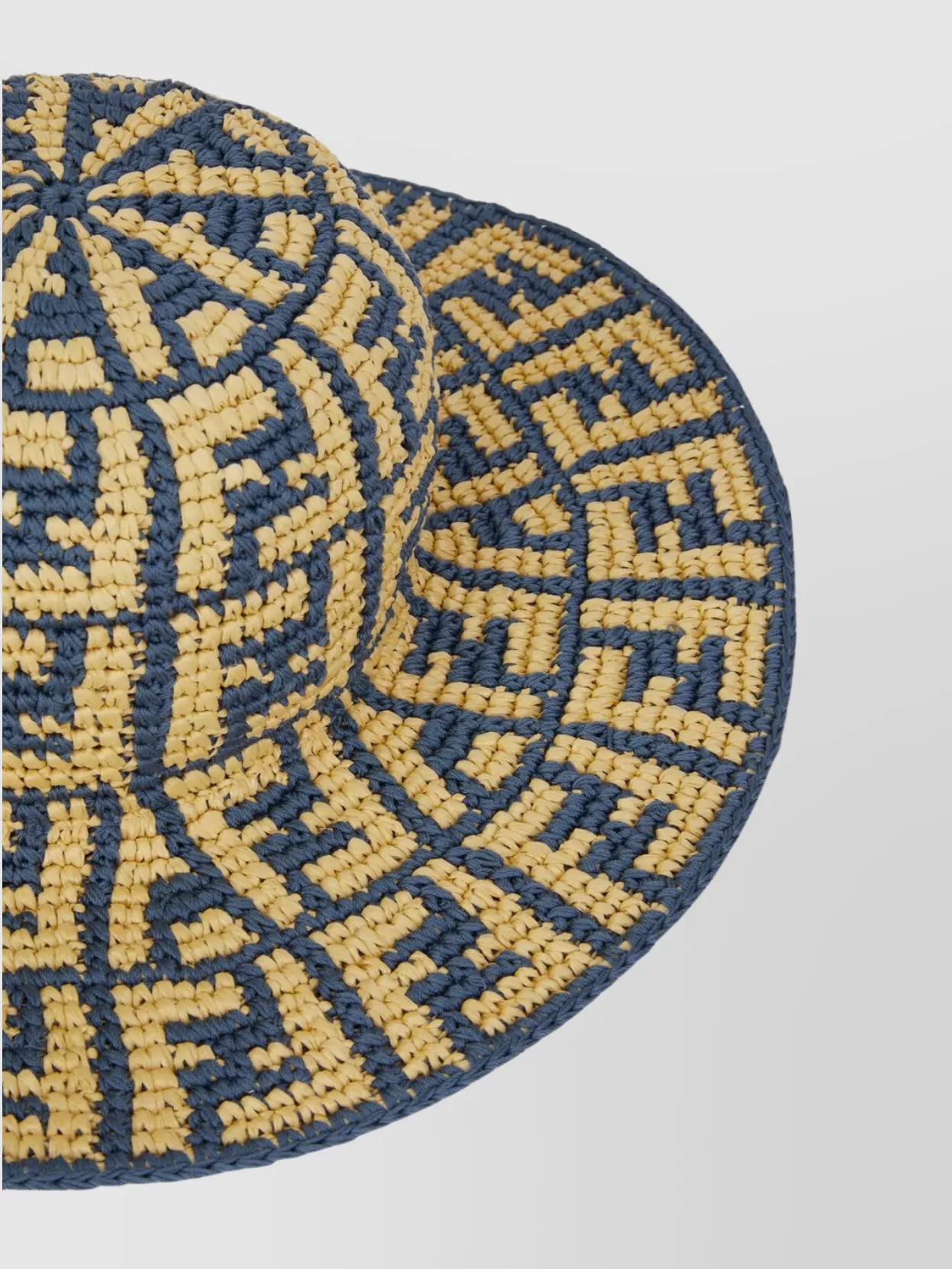 Fendi Two-Tone Wide Brim Woven Hat