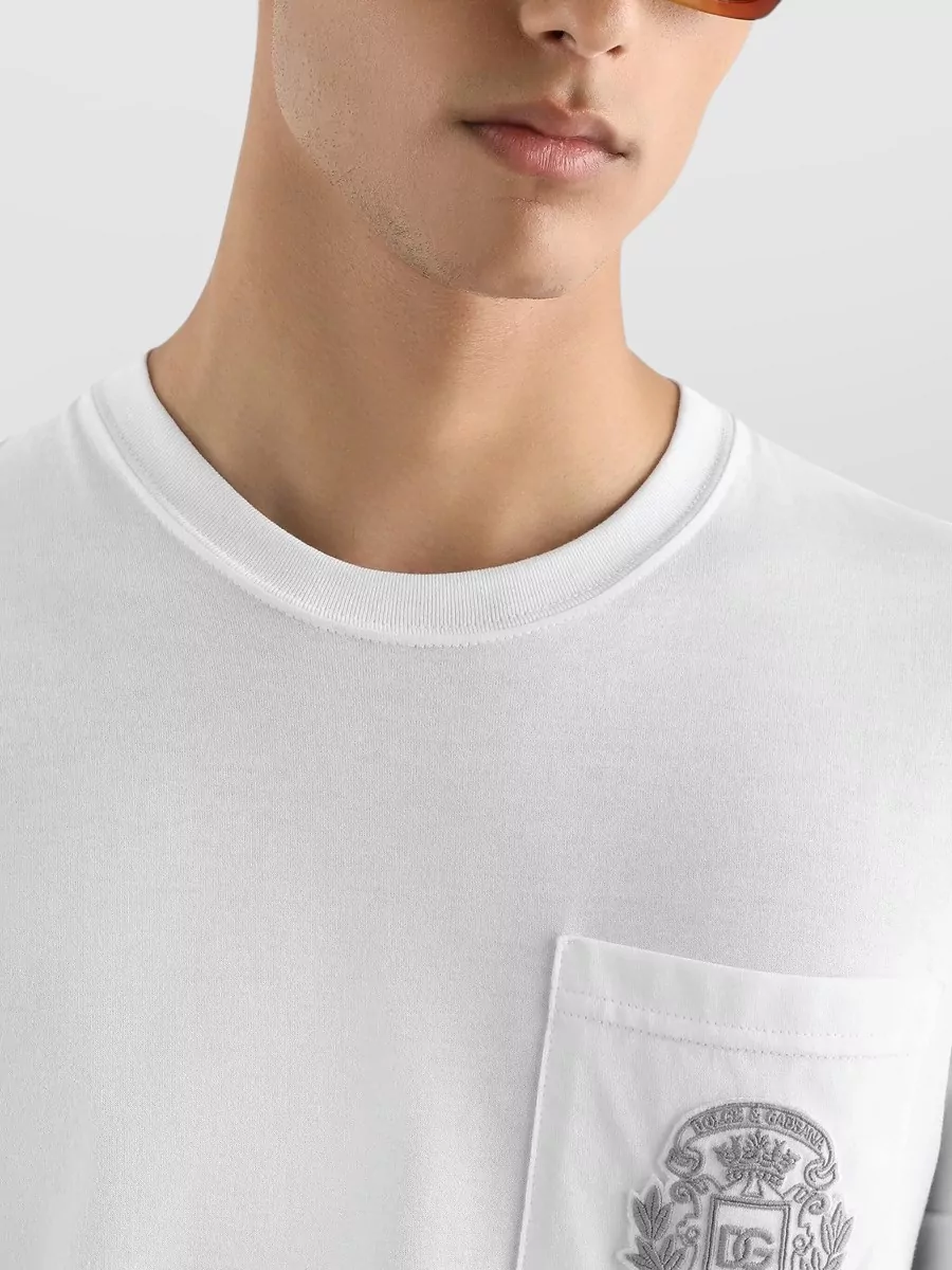 Dolce&Gabbana Embroidered Cotton Crew Neck Short Sleeve T-Shirt