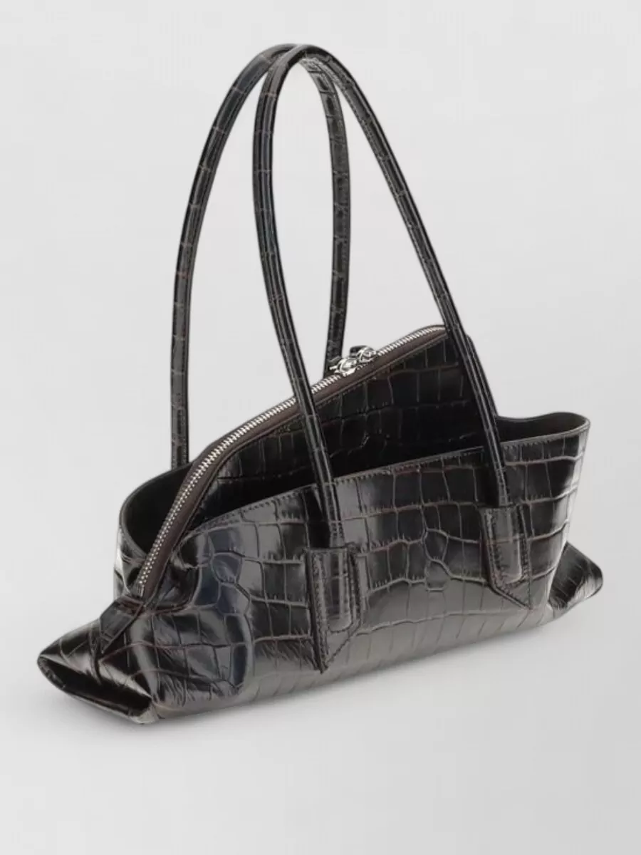 The Attico Small Calf Leather Crocodile Embossed Tote Bag