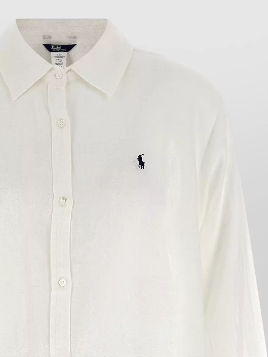 Polo Ralph Lauren Linen Blend Long-Sleeve Shirt Midi Dress
