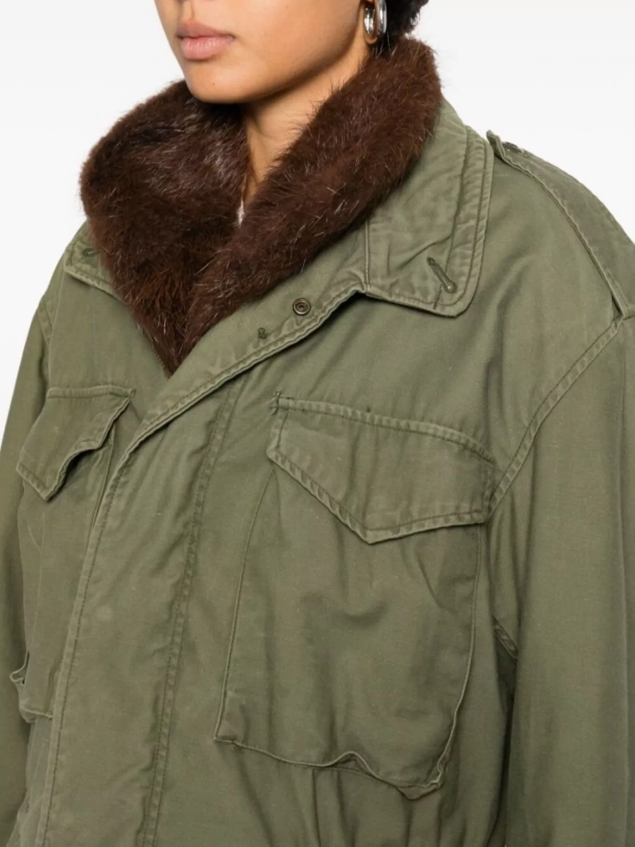 Front Street Long Sleeve Parka With Drawstring And Pockets