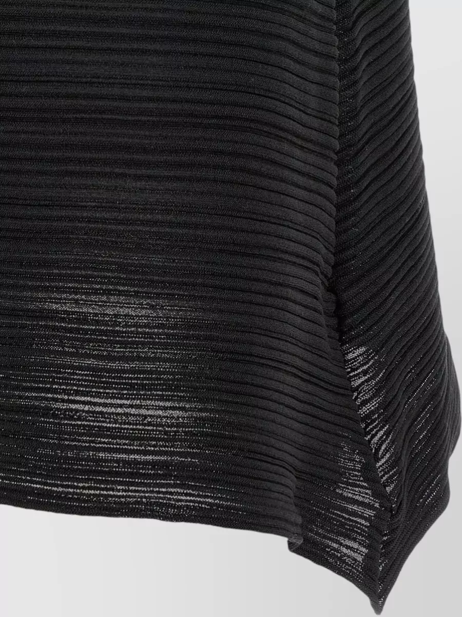 Pleats Please Issey Miyake Ribbed Asymmetric Crater Neck Knitted Top