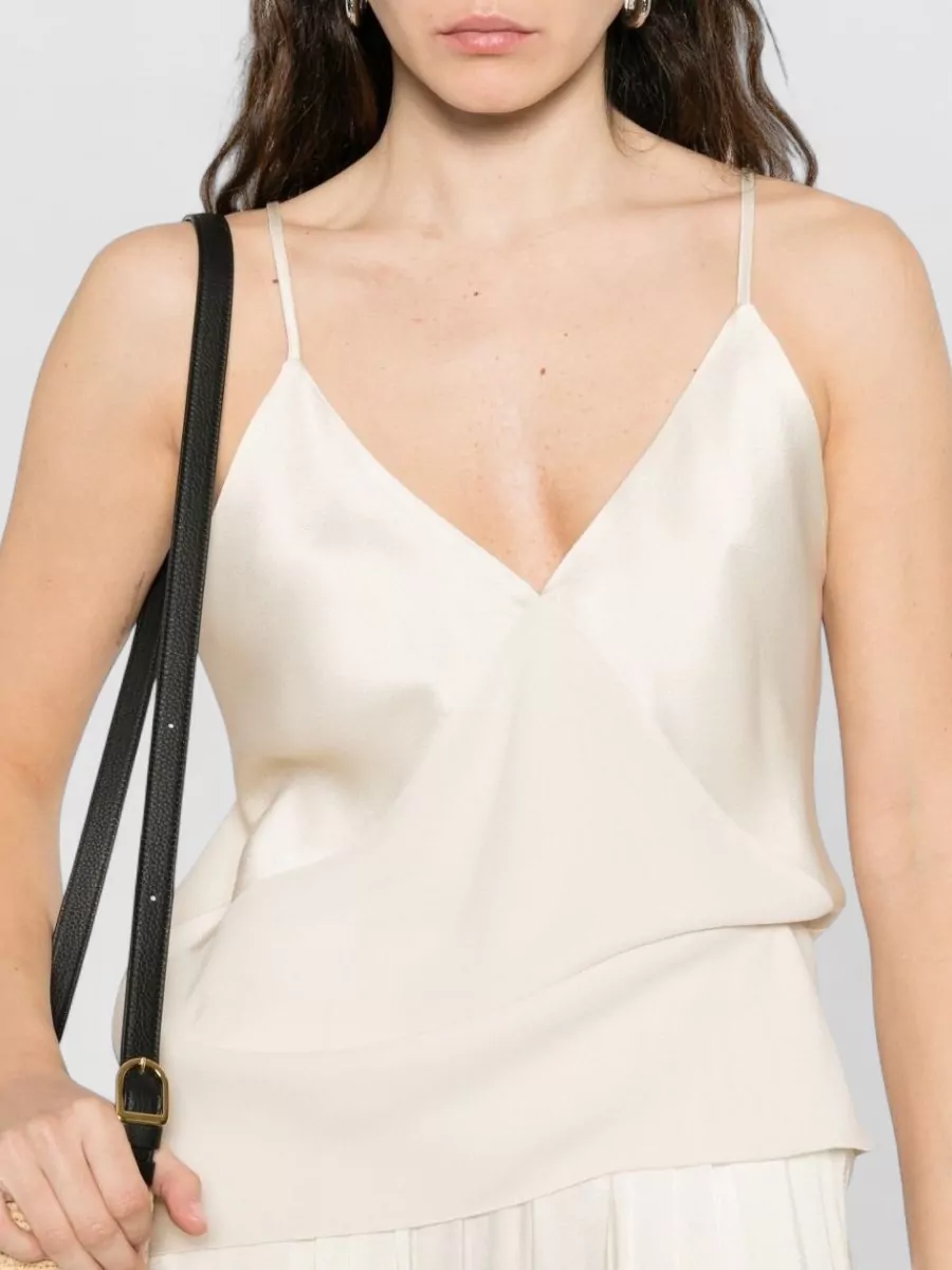 Forte Forte V Neck Satin Sleeveless Top