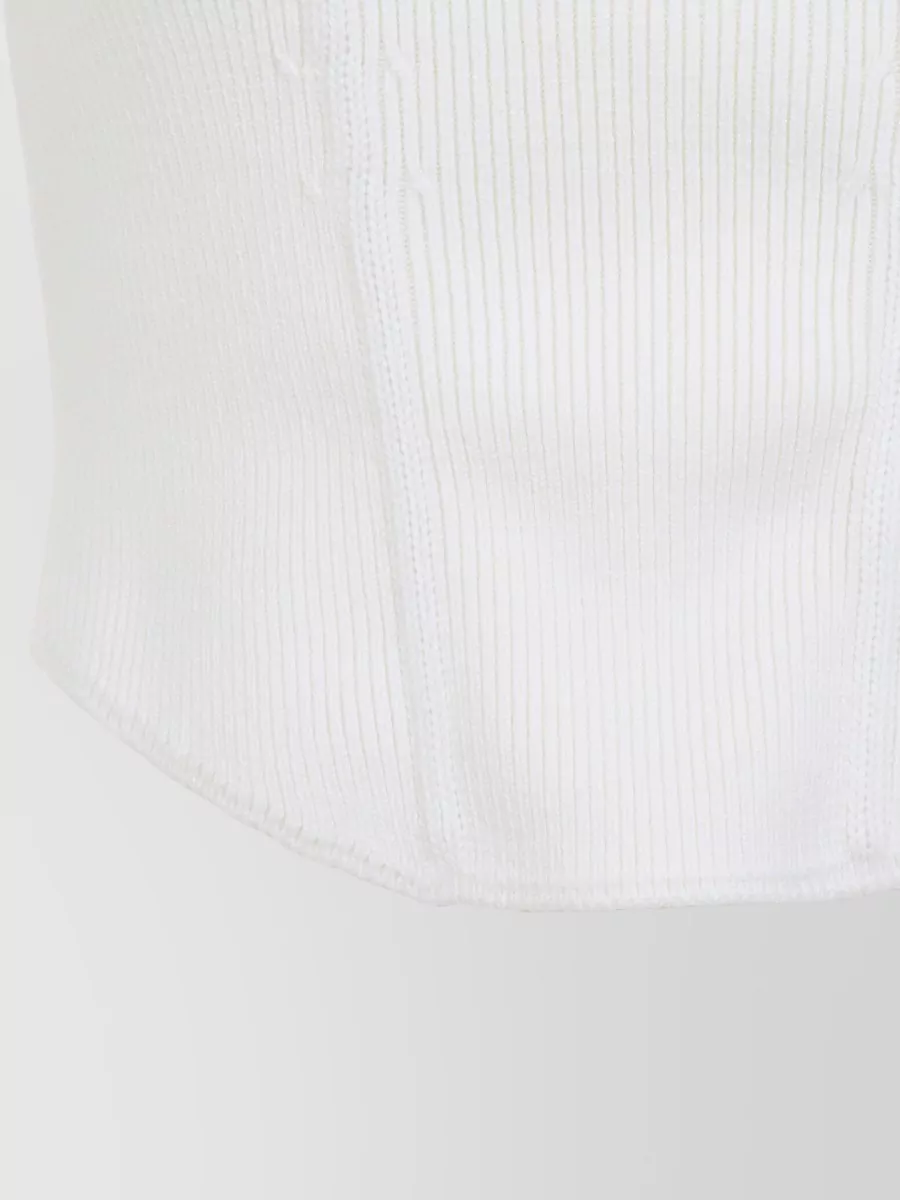 Alaïa Ribbed Cropped Corset Style Sleeveless Top