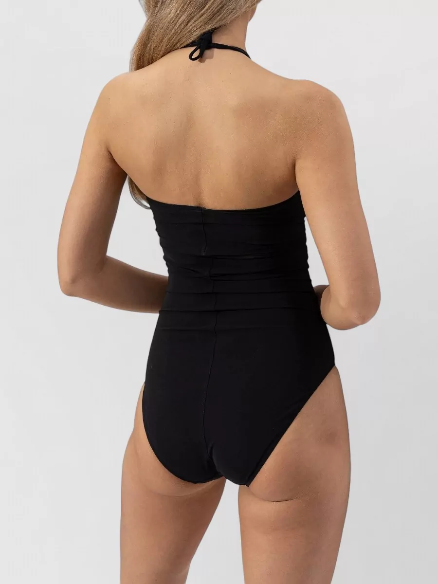 Rick Owens Halter Cutout One Piece High Leg Swimsuit