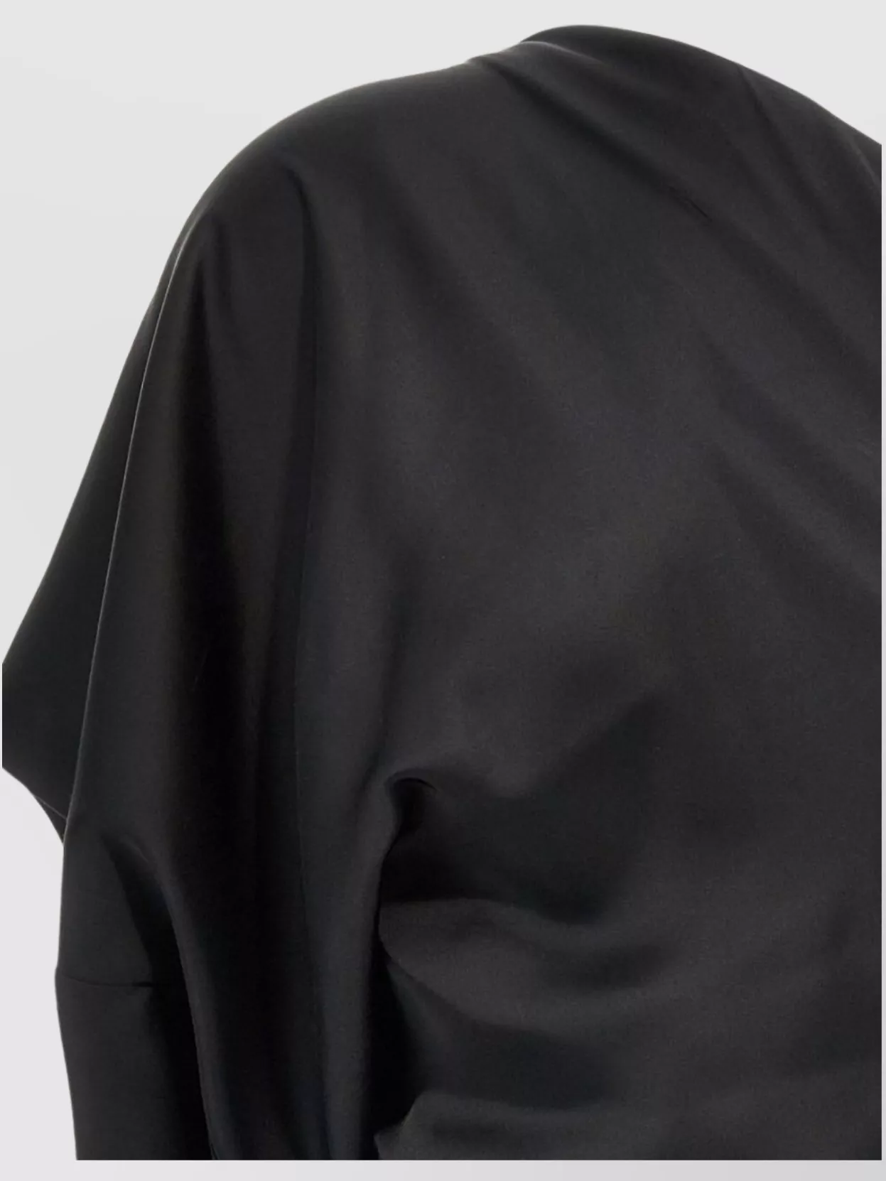 Rick Owens Asymmetrical Draped One Shoulder Satin Curls In Black