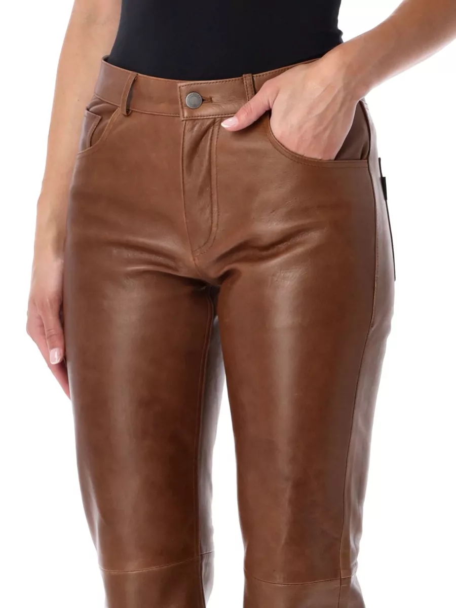 Haikure Leather High-Rise Flared Pants