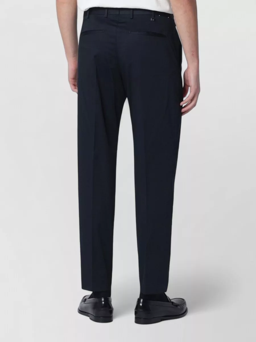 Pt Torino Cotton Blend Tailored Trousers Belt Loops Pockets
