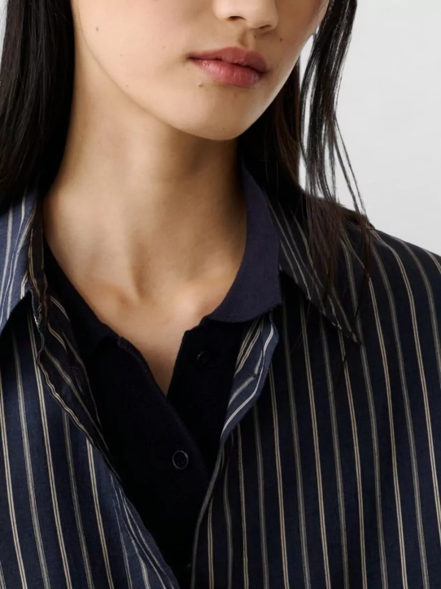 Studio Nicholson Rouen Shirt Curved Hem Stripe Design