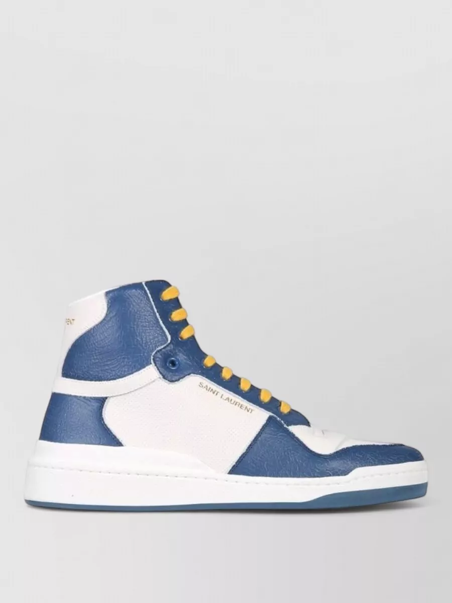 Saint Laurent Calf Leather Mid-Top Sneakers