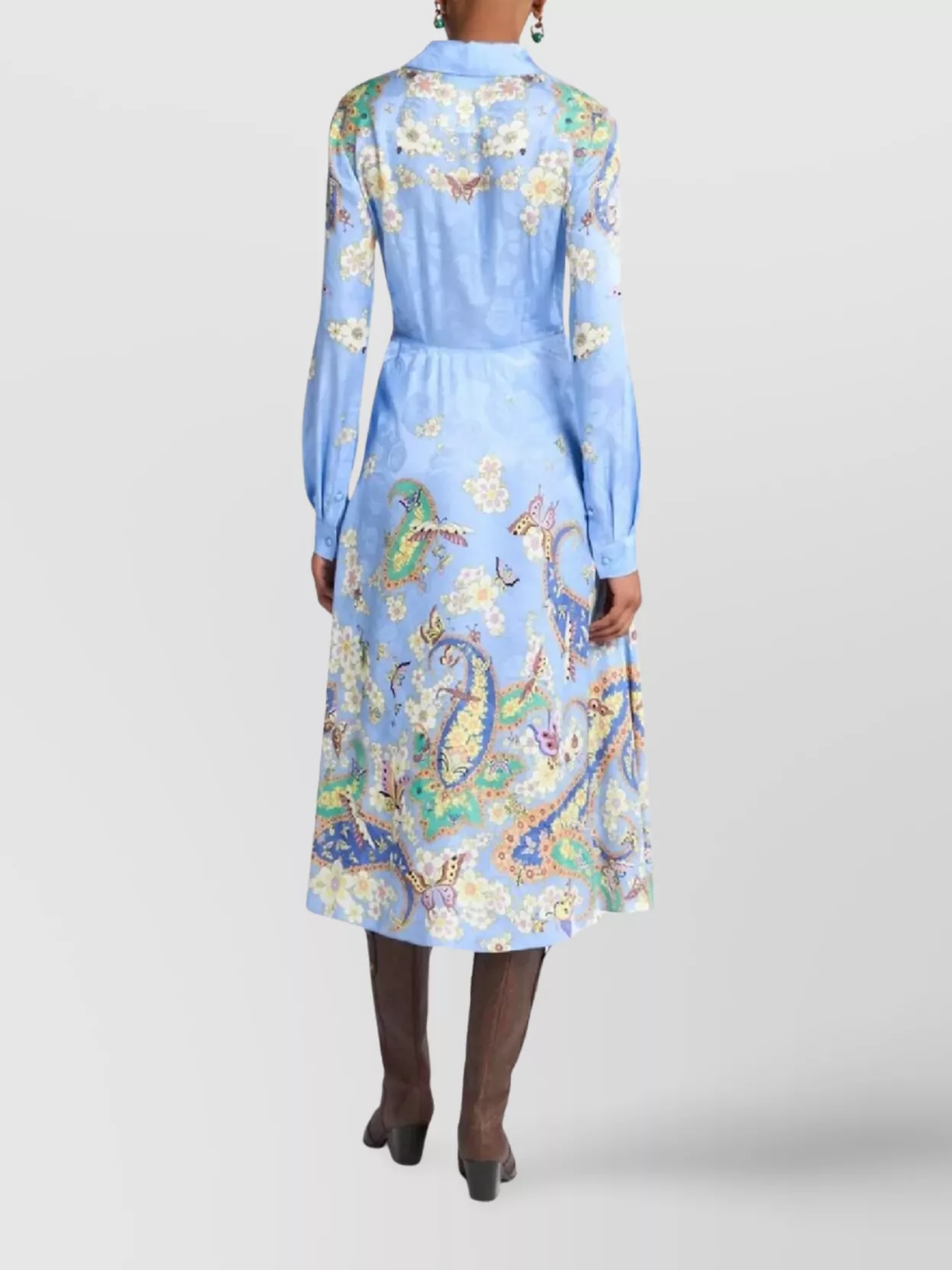 Etro Floral Paisley Long Sleeve Midi Dresses