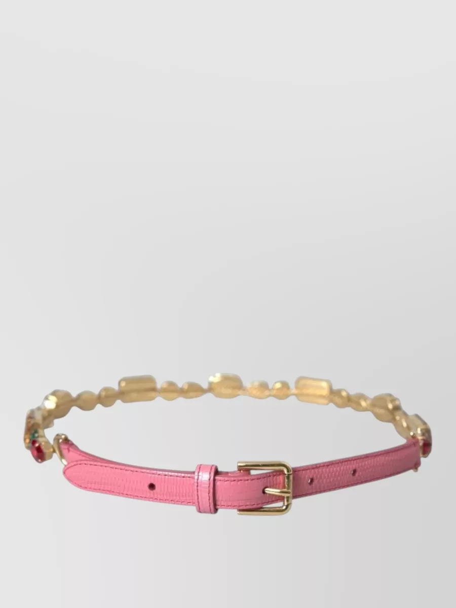 Dolce&Gabbana Leather Crystal Embellished Belt