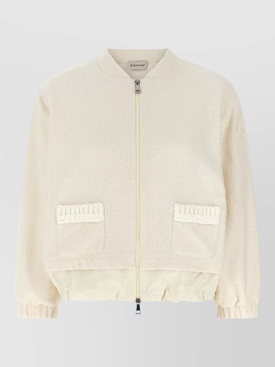 Moncler bouclé zip-up high-neck cardigan jacket