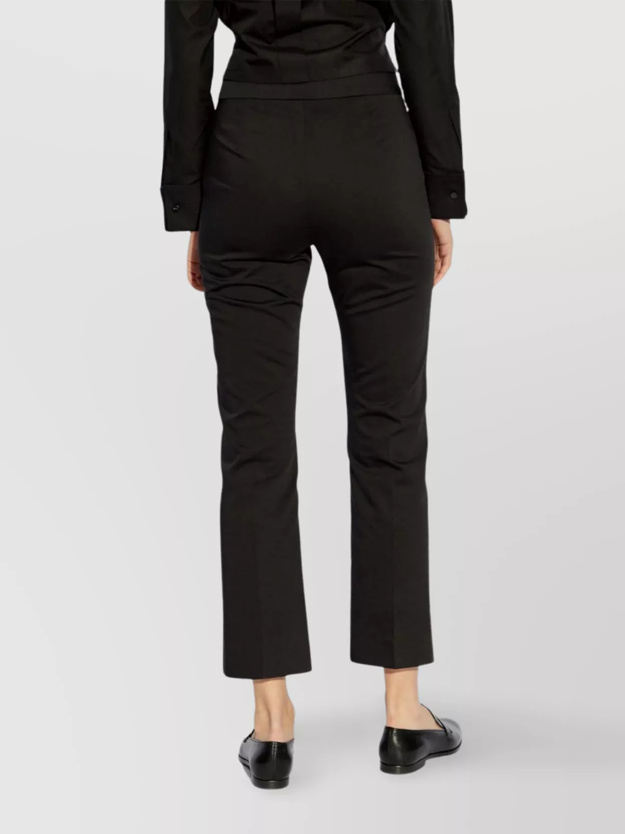 Max Mara Cropped Ankle Trousers Tapered Hem In Black