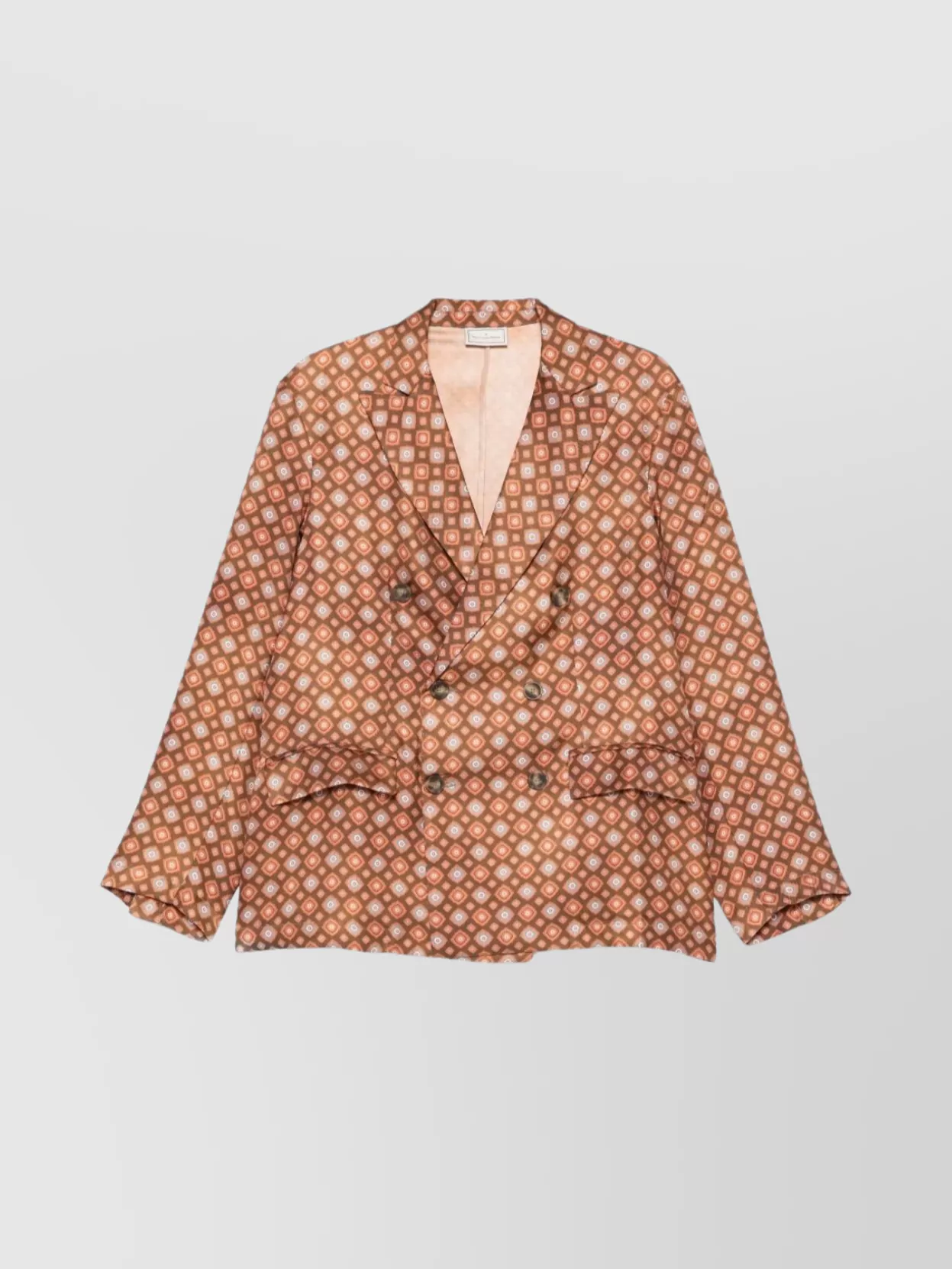 Pierre Louise Mascia Geometric Pattern Blazer Button Detailing In Orange