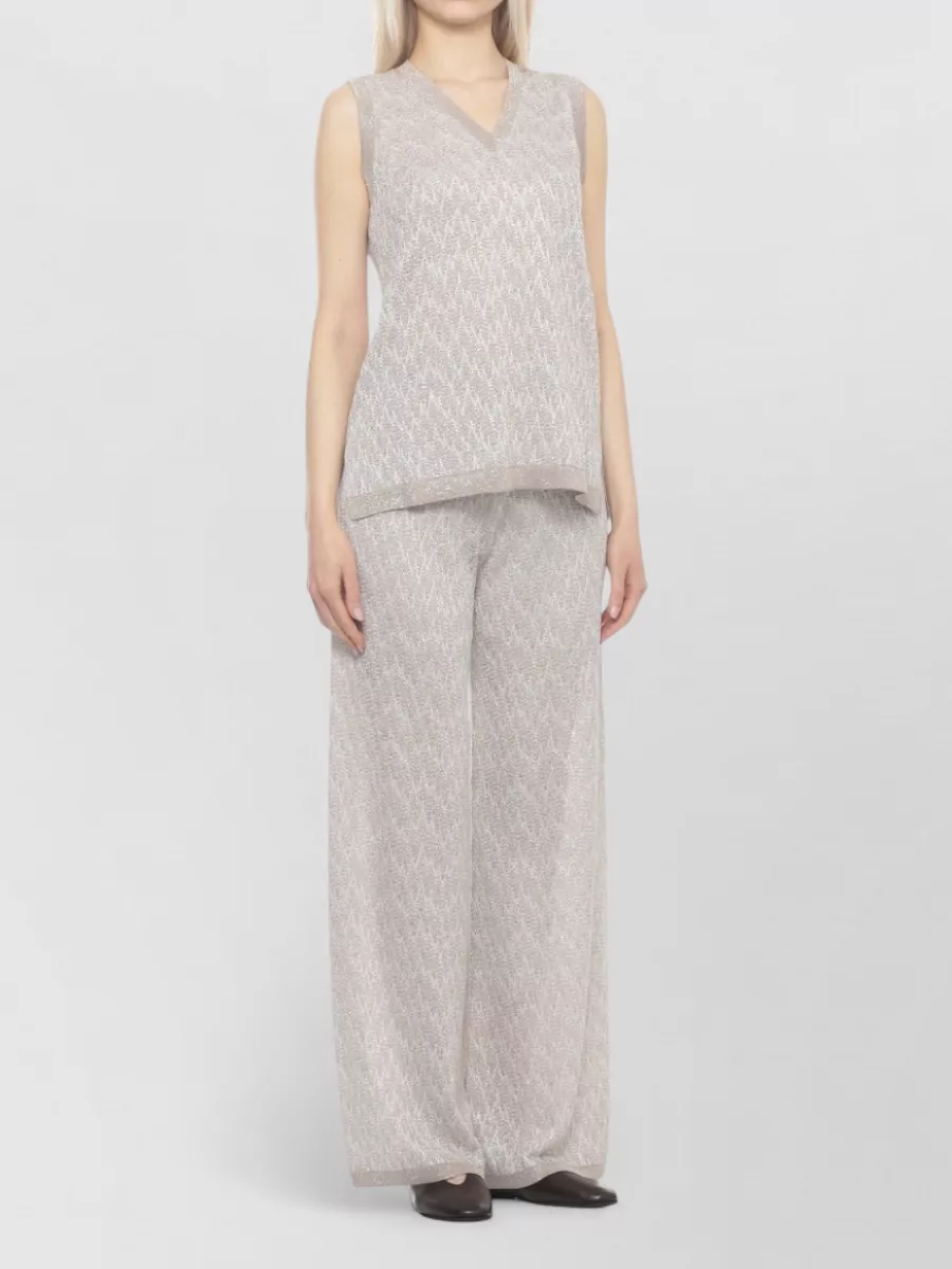 D.exterior Lurex Sleeveless V-Neck Knitted Top