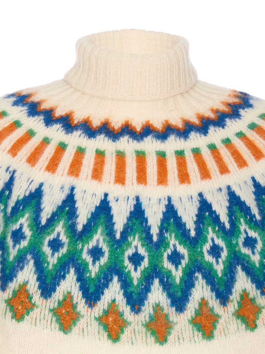Howlin Wool Regular-Fit High-Neck Patterned Sweater