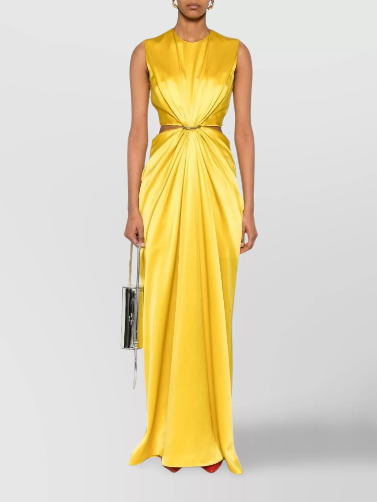 Max Mara Draped Ring Detail Satin Dress