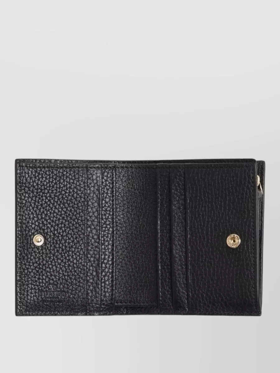 Valentino Studded Textured Leather Wallet