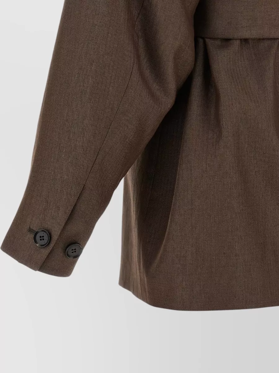 Kiton Linen Blend Belted Single Breasted Coat