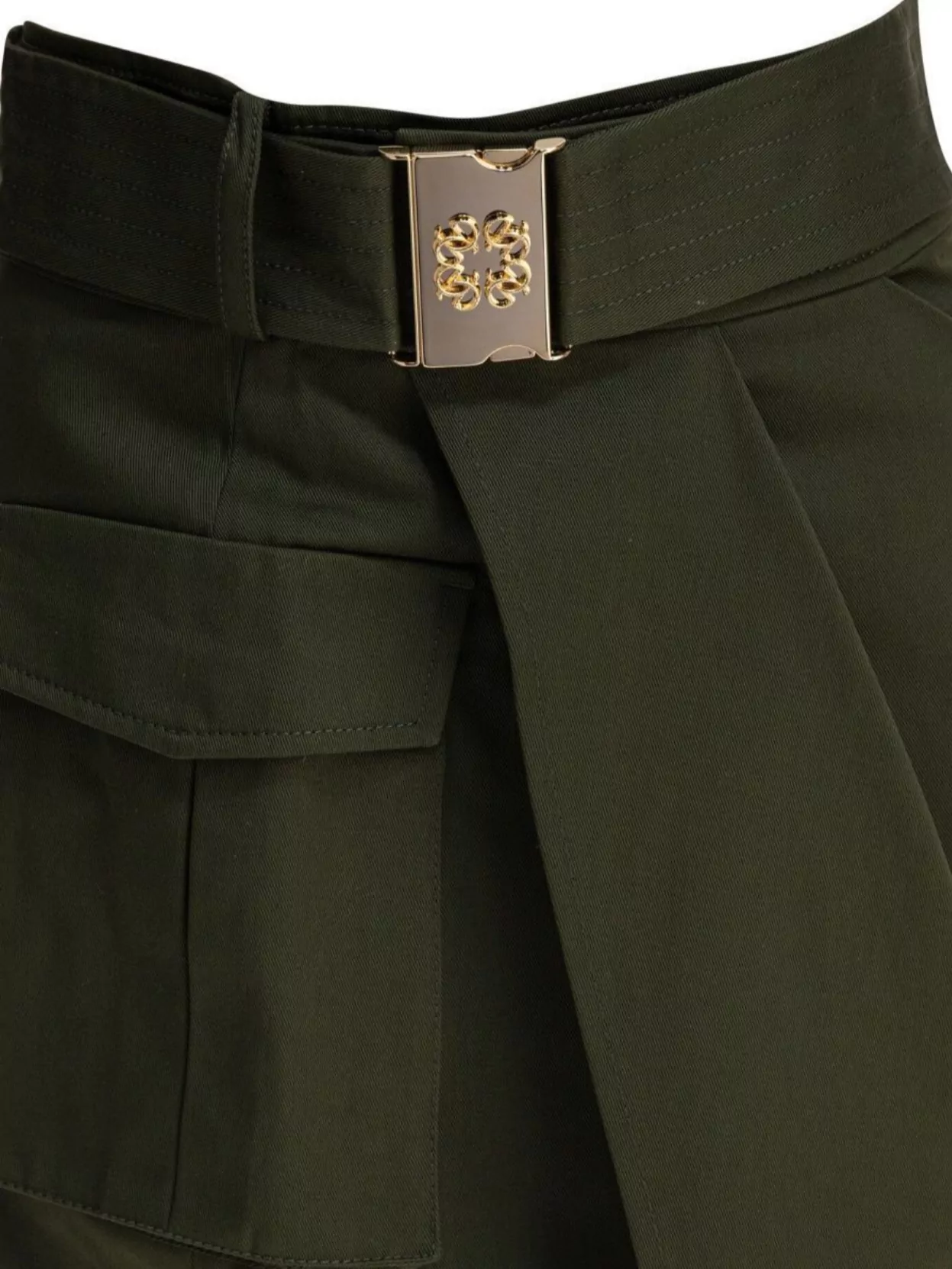 Elie Saab Gabardine Midi Skirt Palm Shade36 Gabardine
