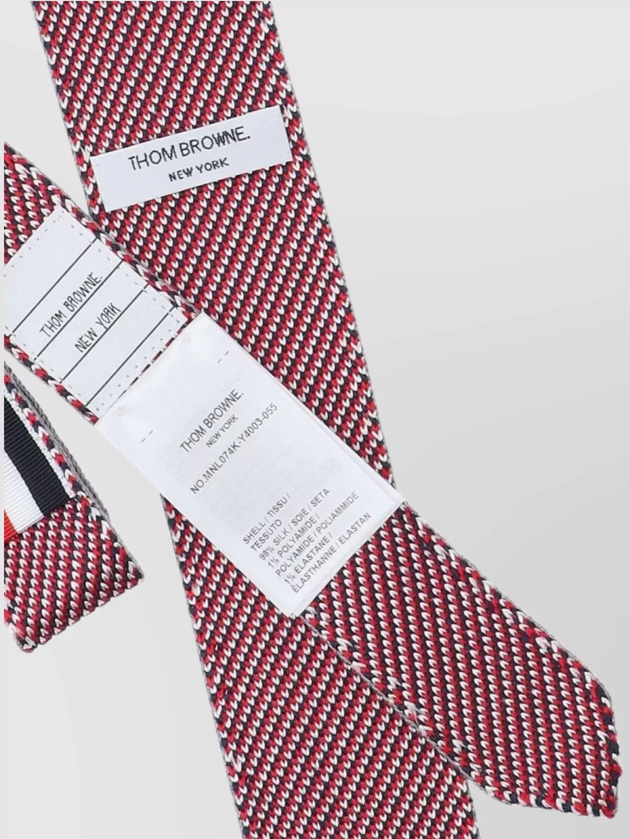 Thom Browne Slim Textured Tri-Color Stripe Ties