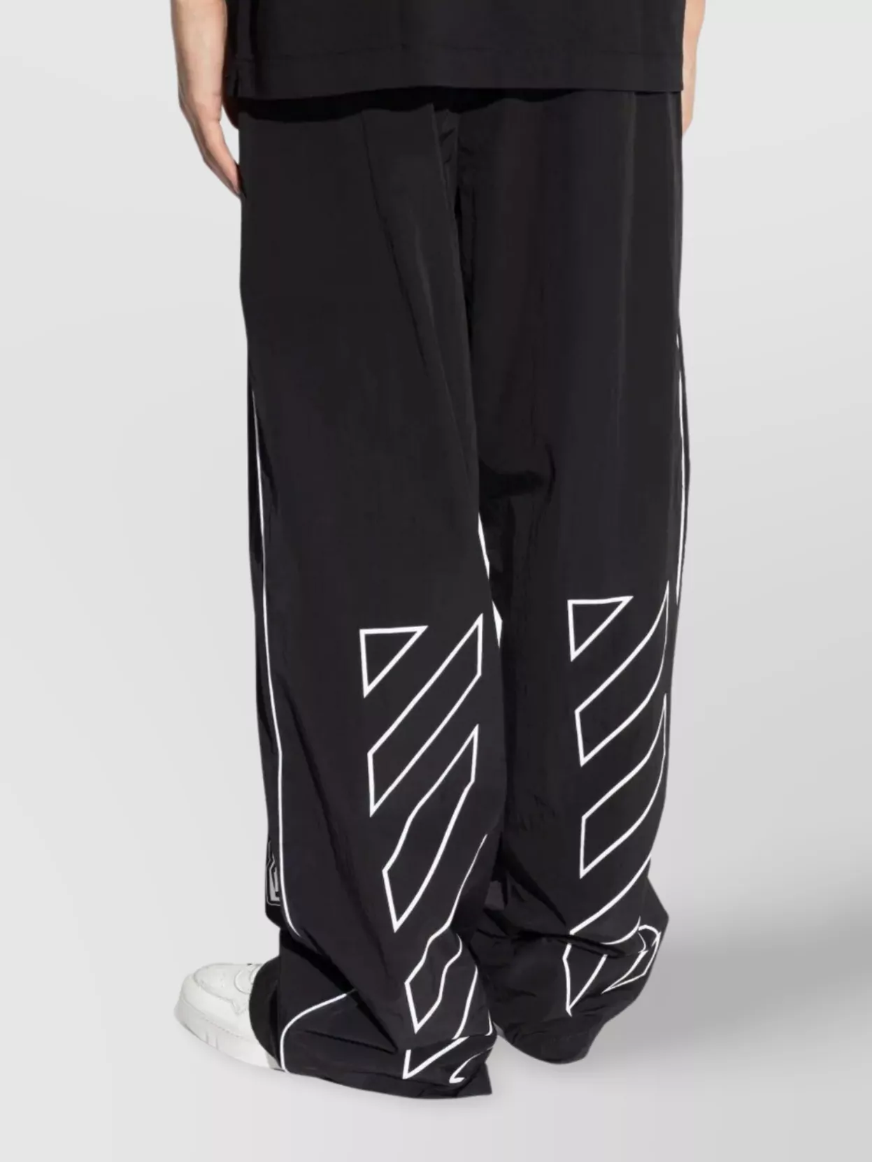 Off-white Comfortable Wide Leg Track Trousers In Black