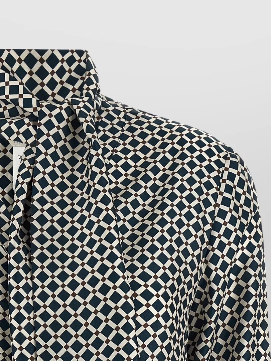 S Max Mara Long Sleeve Geometric Tie Neck Shirt