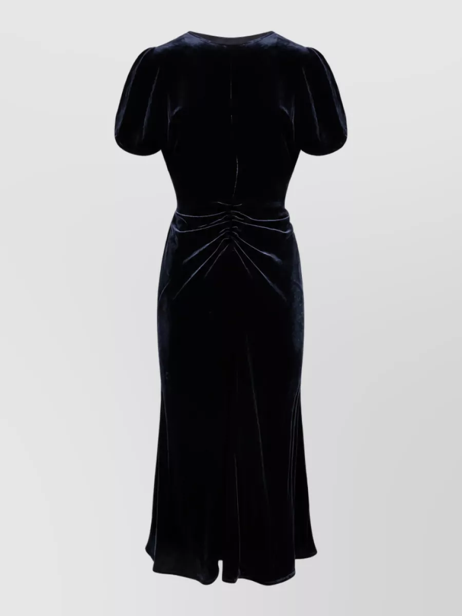 Victoria Beckham Silk-Blend Ruched Cutout Midi Dress