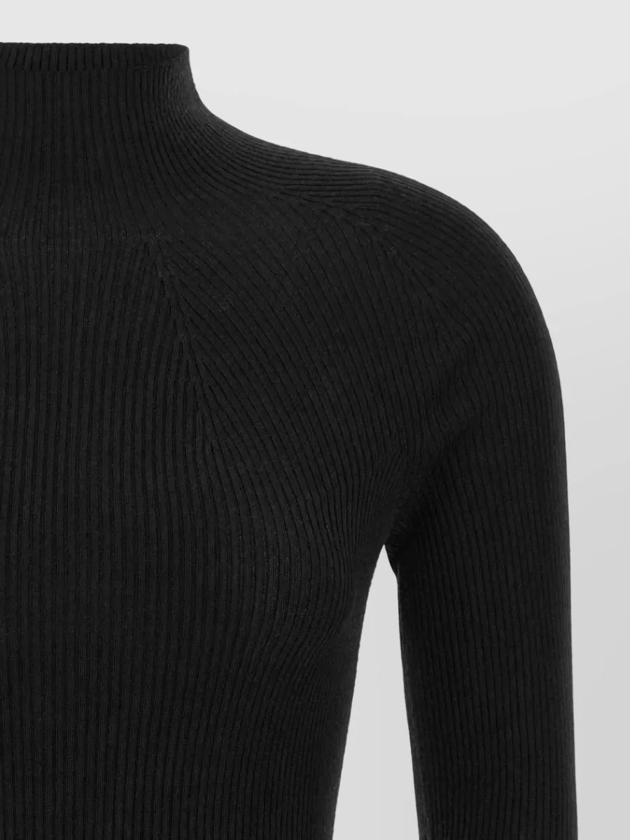 Peserico Virgin Wool Ribbed Mock Neck Sweater