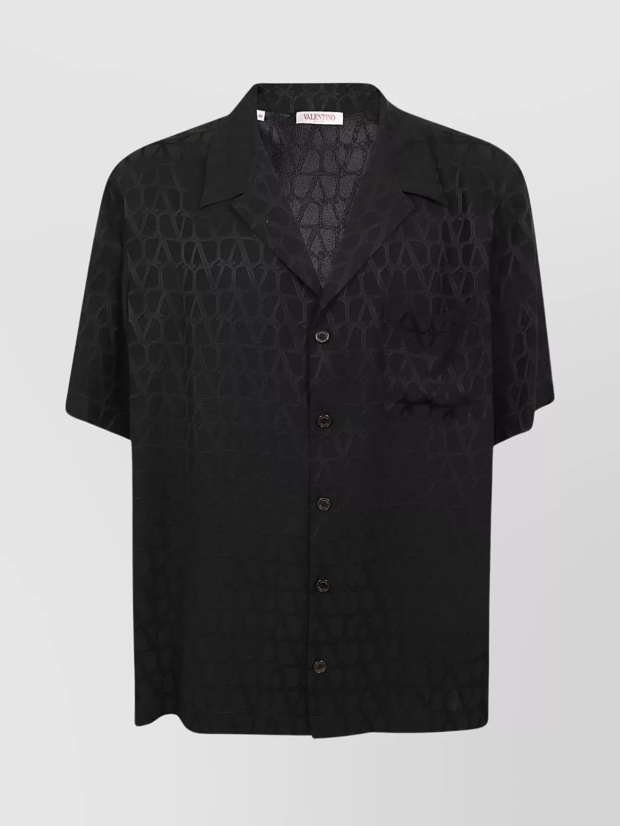 Shop Valentino Patterned Short Sleeve Shirt In Black
