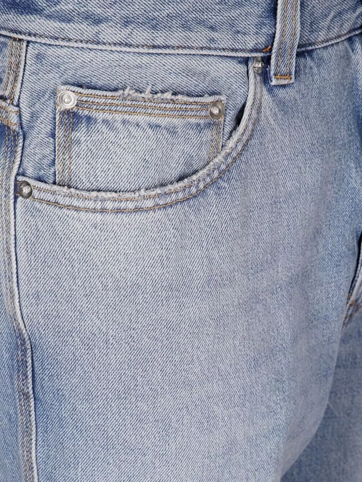 Haikure Distressed Straight Leg Jeans Rivet Detail In Blue