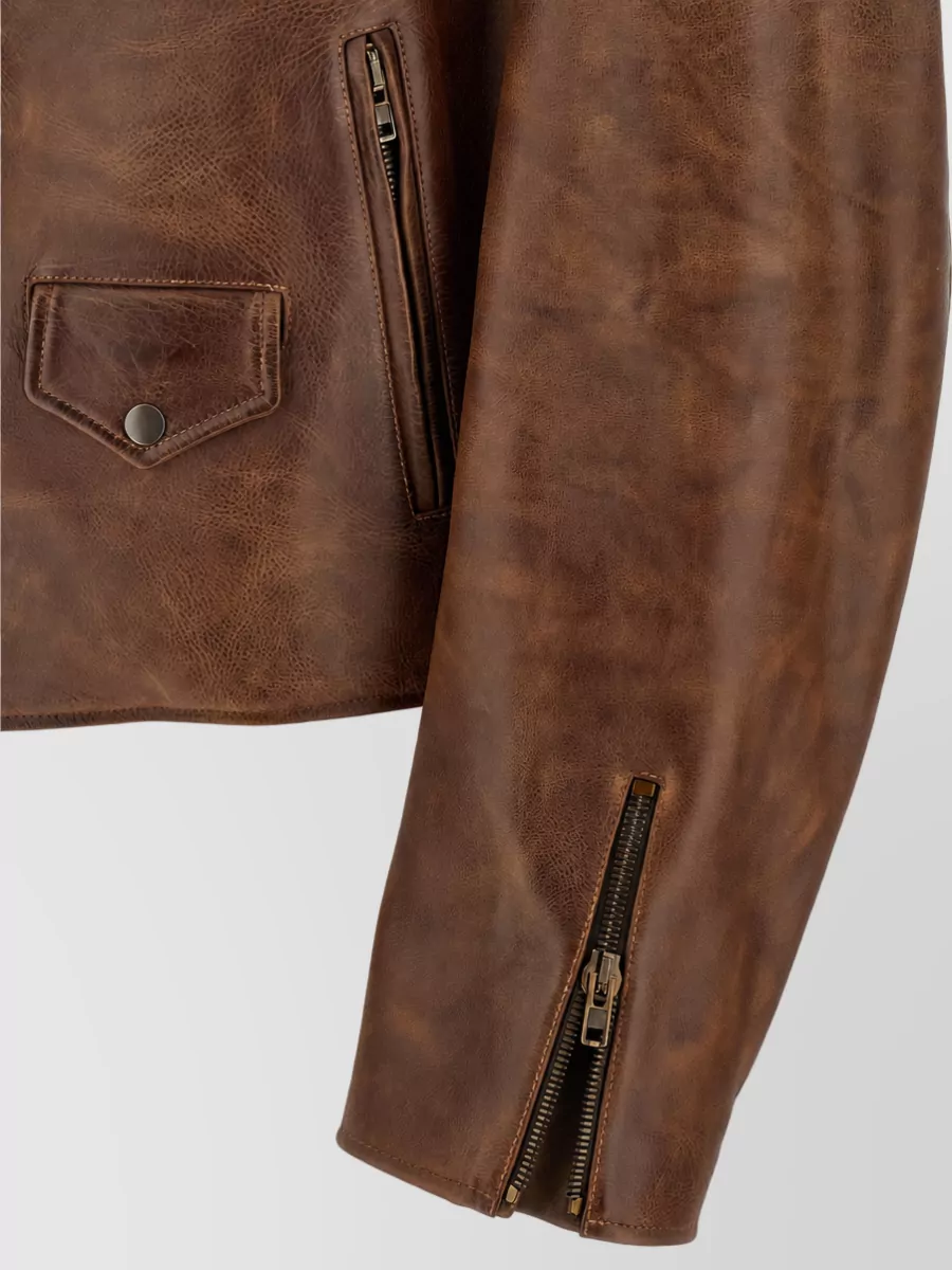 Maison Margiela Leather Cropped Biker Jacket