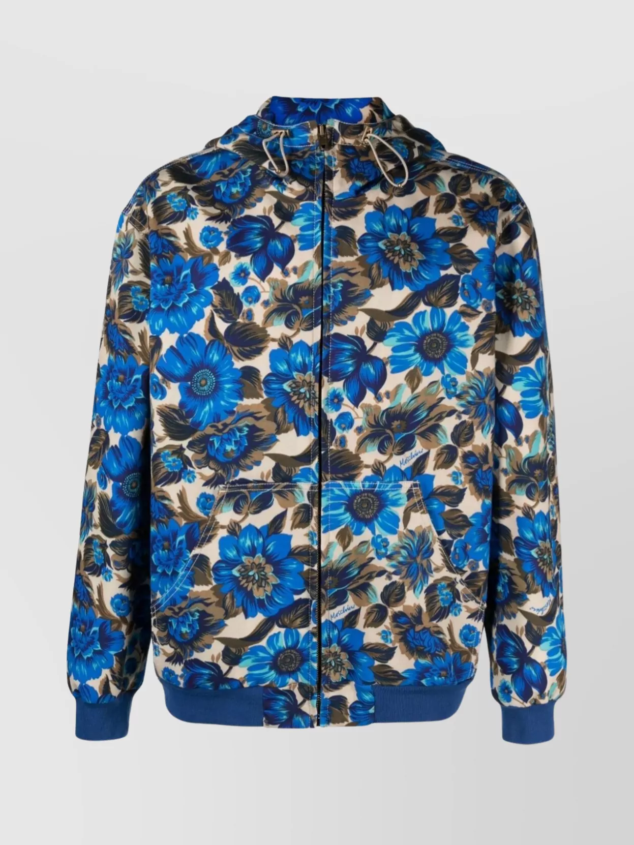 Moschino Floral-print Hooded Jacket In Blue