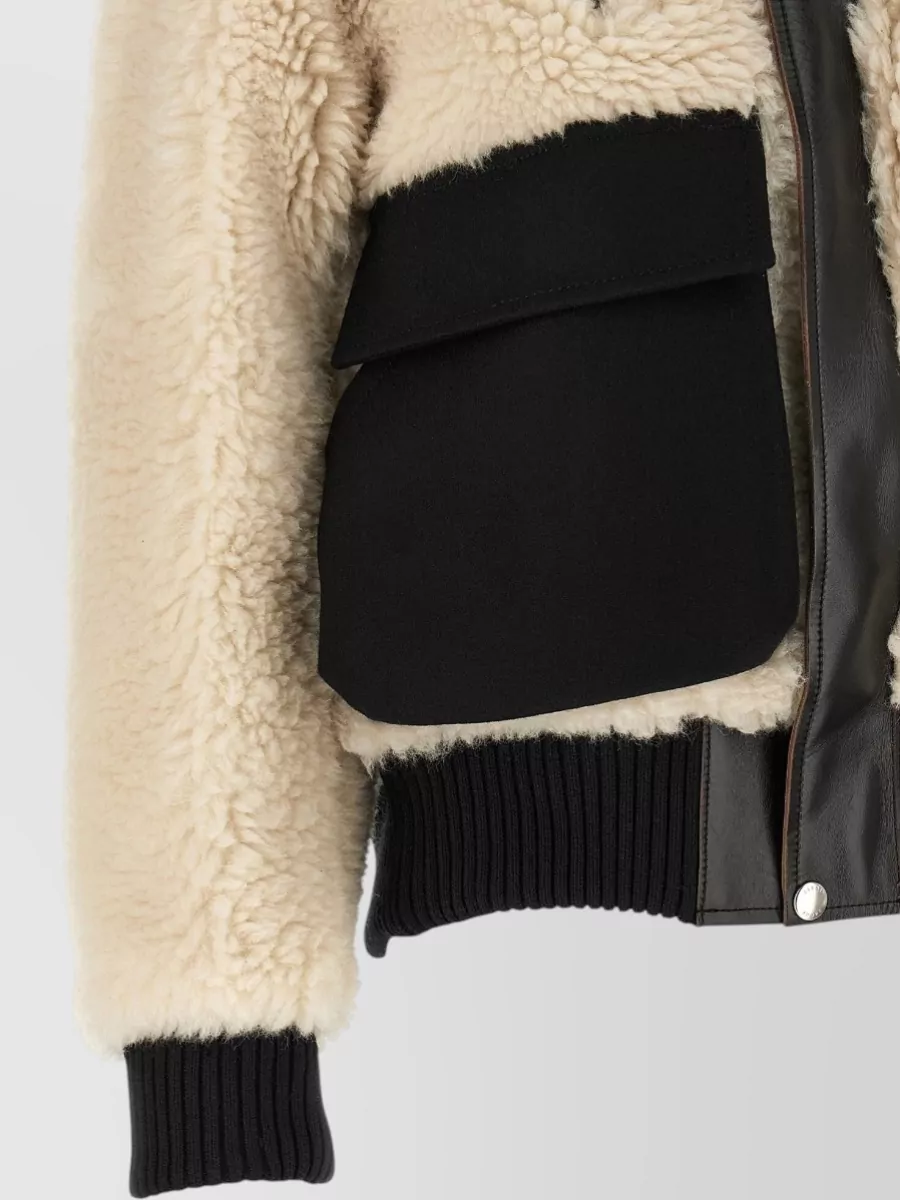 Sacai Shearling Effect Wool Cropped Jacket