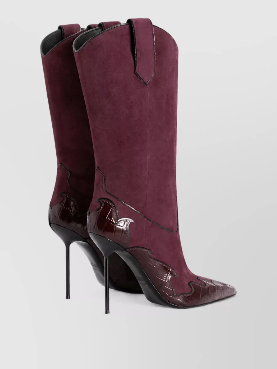 Paris Texas Suede Cutout Embroidered Mid-Calf Boots