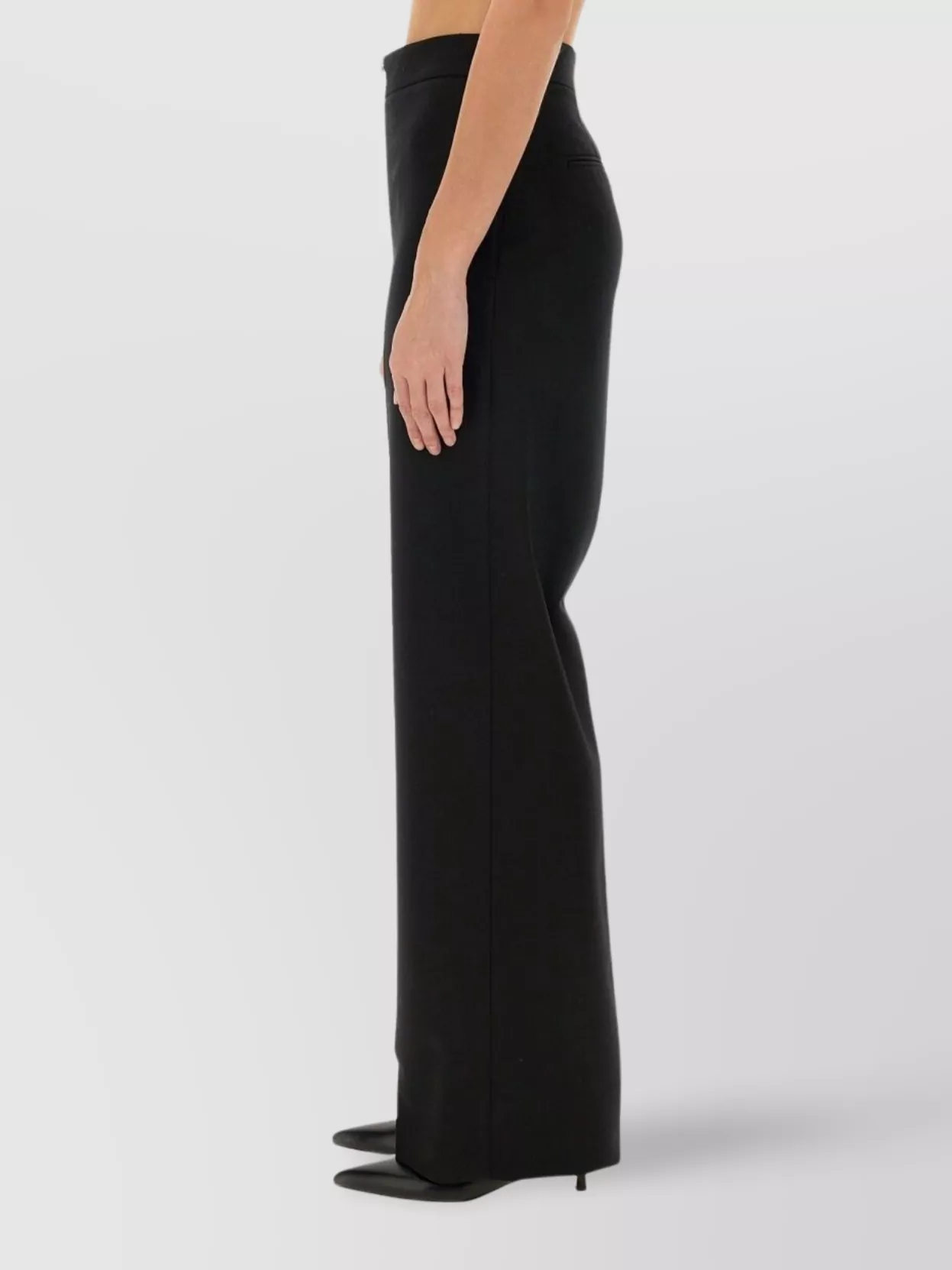 MSGM HIGH WAIST WIDE LEG TROUSERS WITH SIDE POCKETS