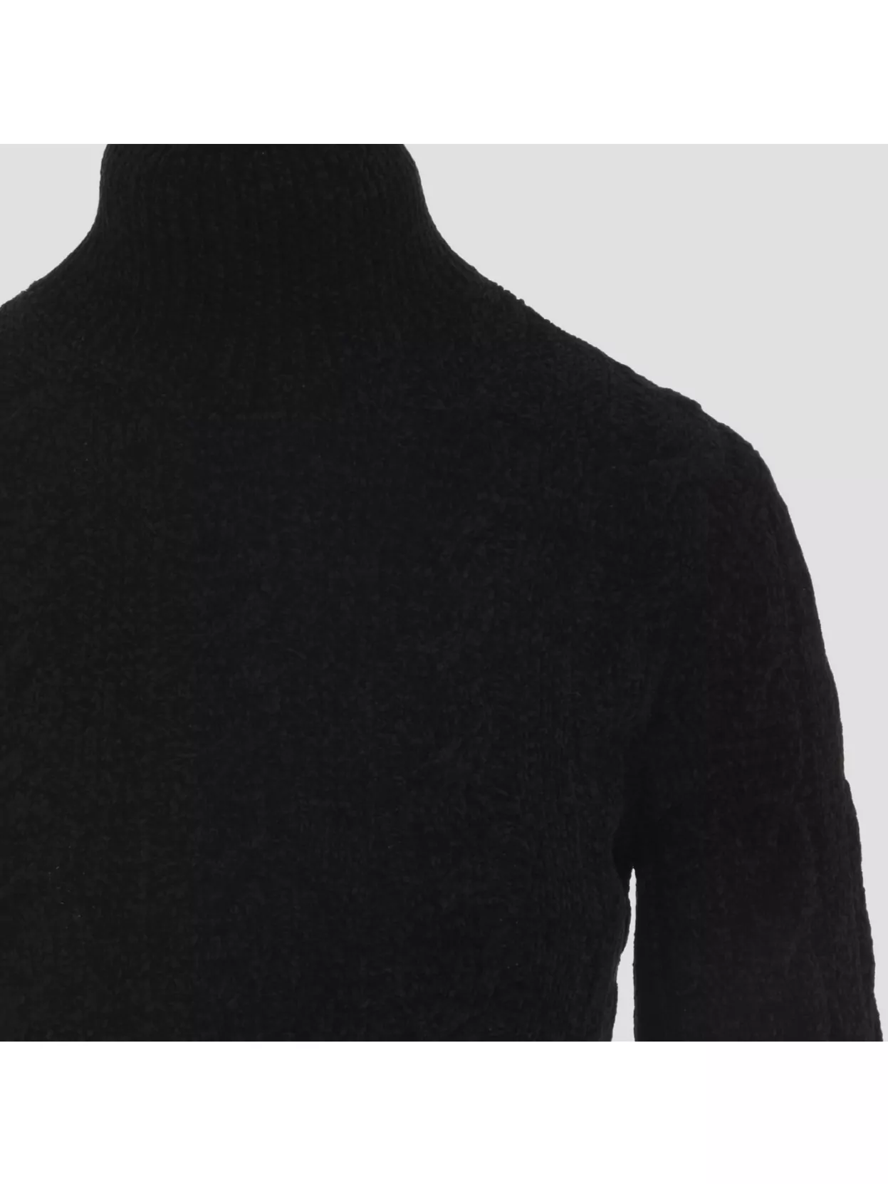 Ralph Lauren Cropped Turtleneck Long Sleeve Knit Sweater In Black