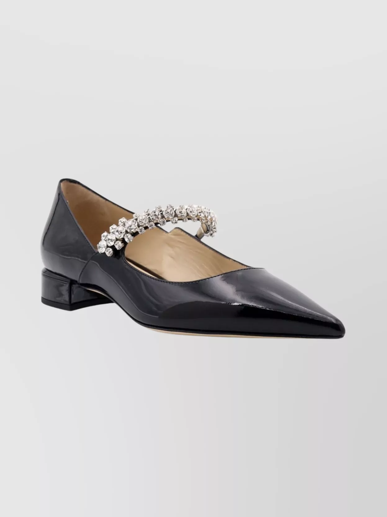 Jimmy Choo Black Ballet Flats With Crystals On Strap In Black