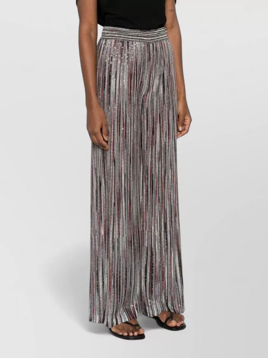Missoni Crystal-Embellished Striped Wide-Leg Trousers