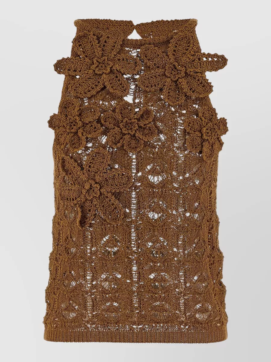 Pinko Crochet Halterneck Cutout Knitted Top