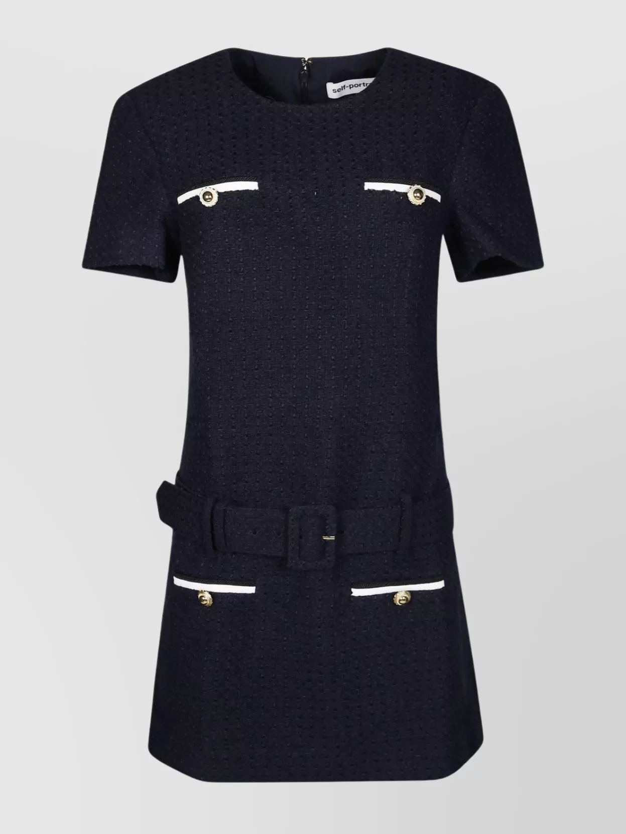 Self-Portrait bouclé belted mini dress