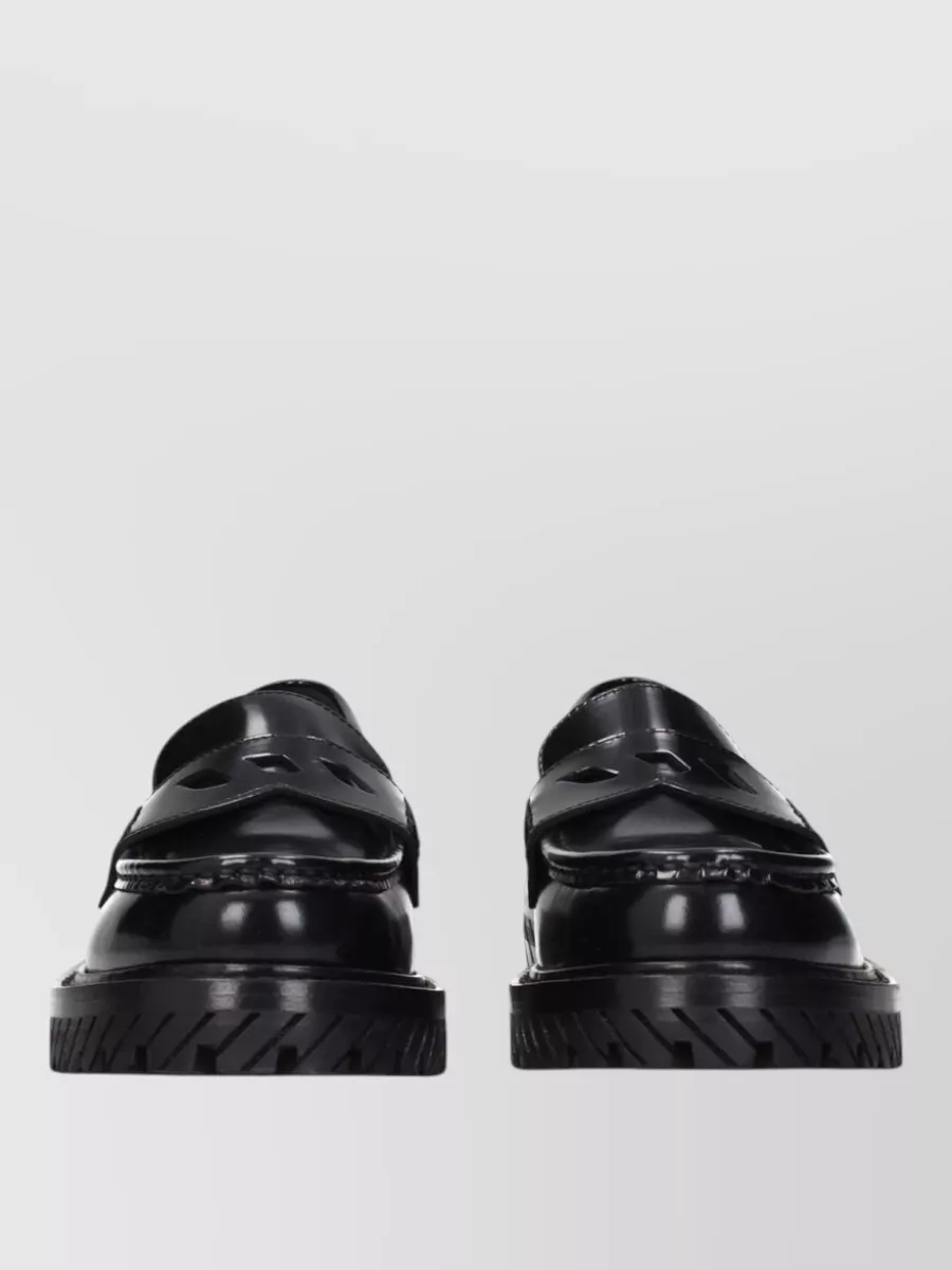 Off-White Leather Slip-On Loafers