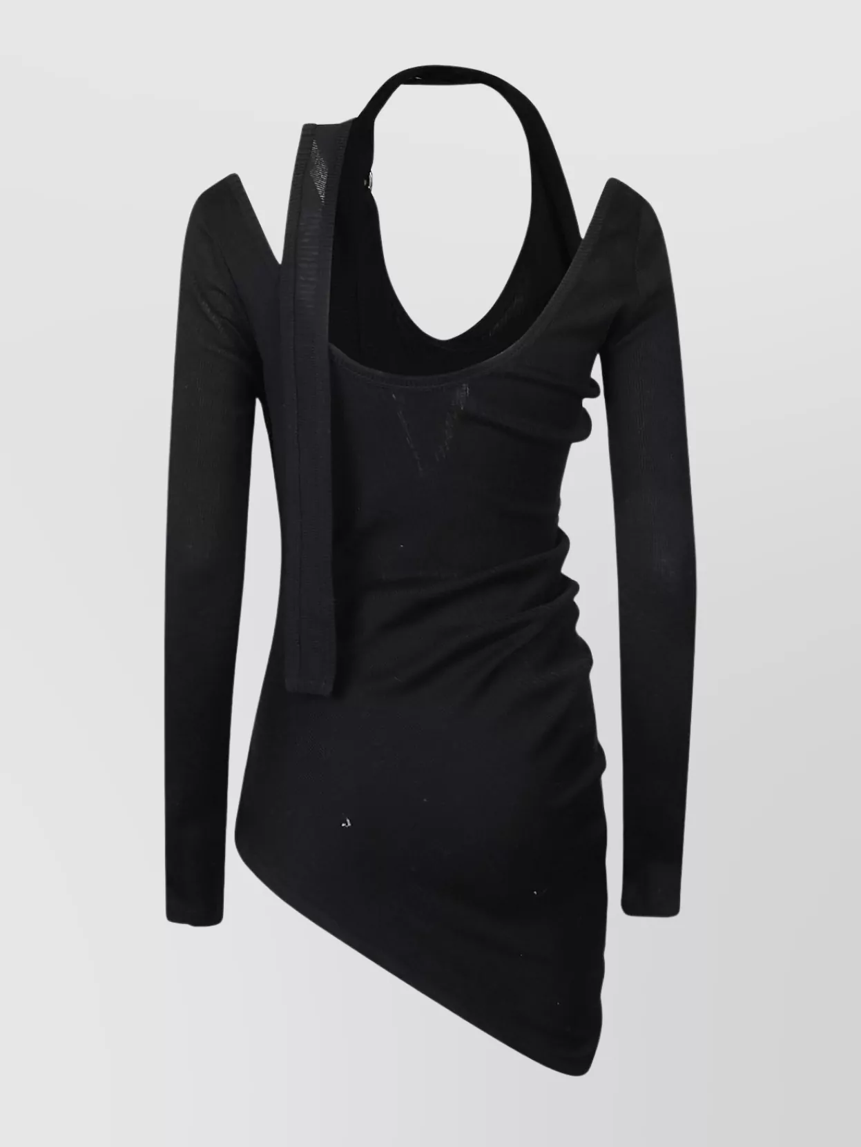 Jean Paul Gaultier Ribbed Twisted Double Layer Top With Piercing Detail In Multi