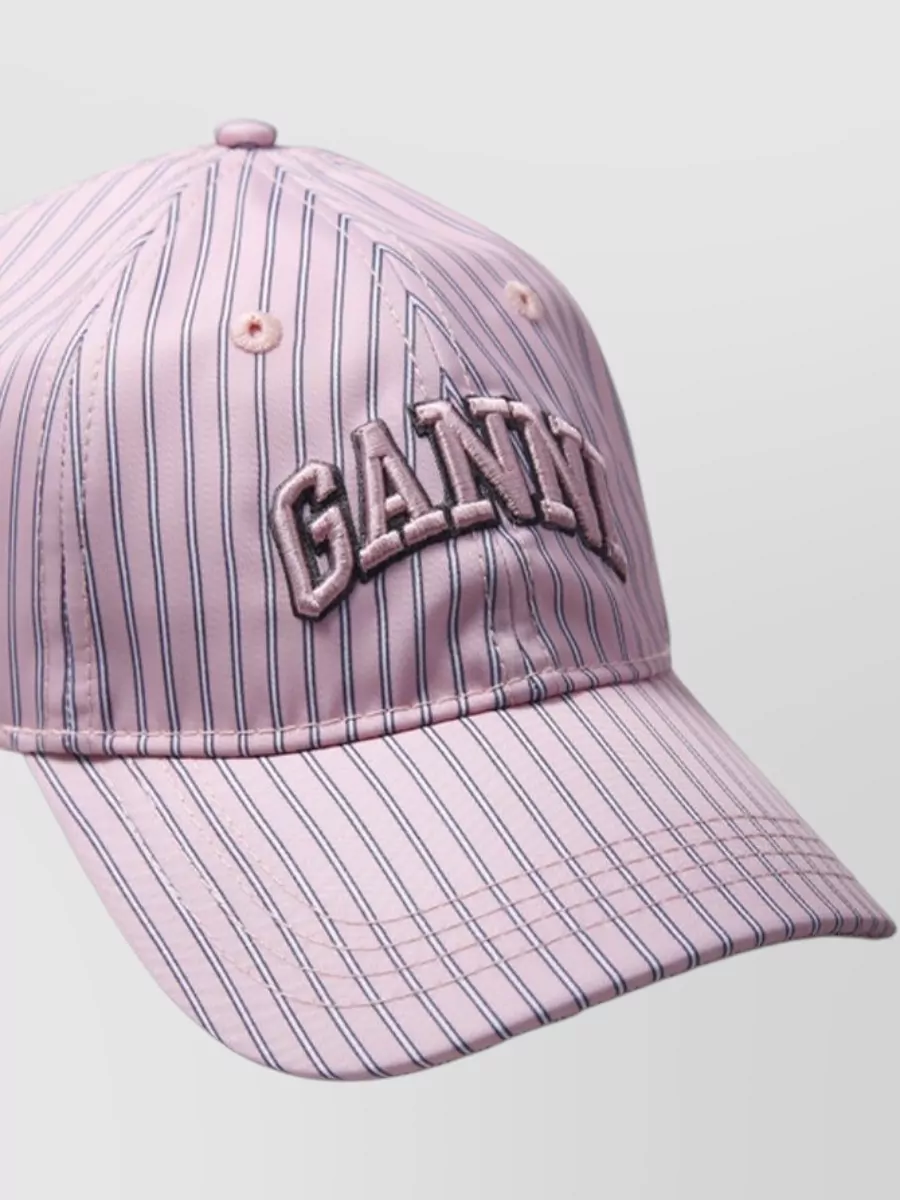 Ganni Nylon Cap Curved Brim Striped Design