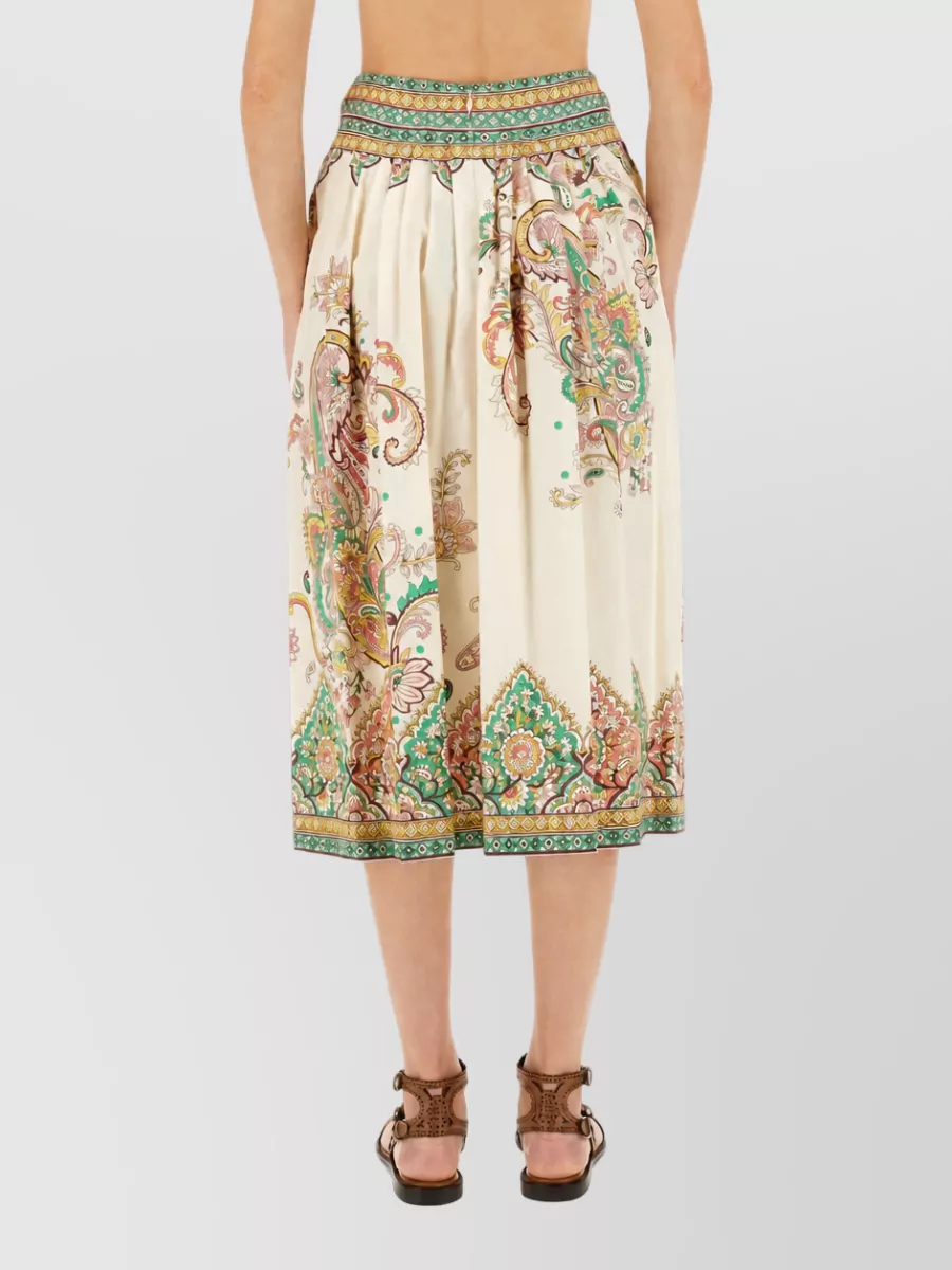 Etro Paisley Print High Waist Pleated Skirt