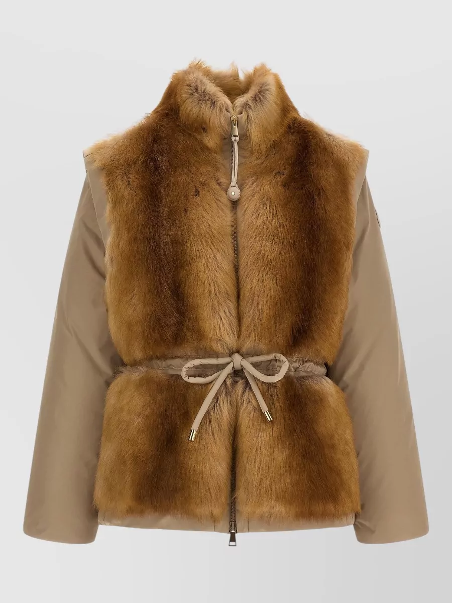 Moncler shearling panel down coat
