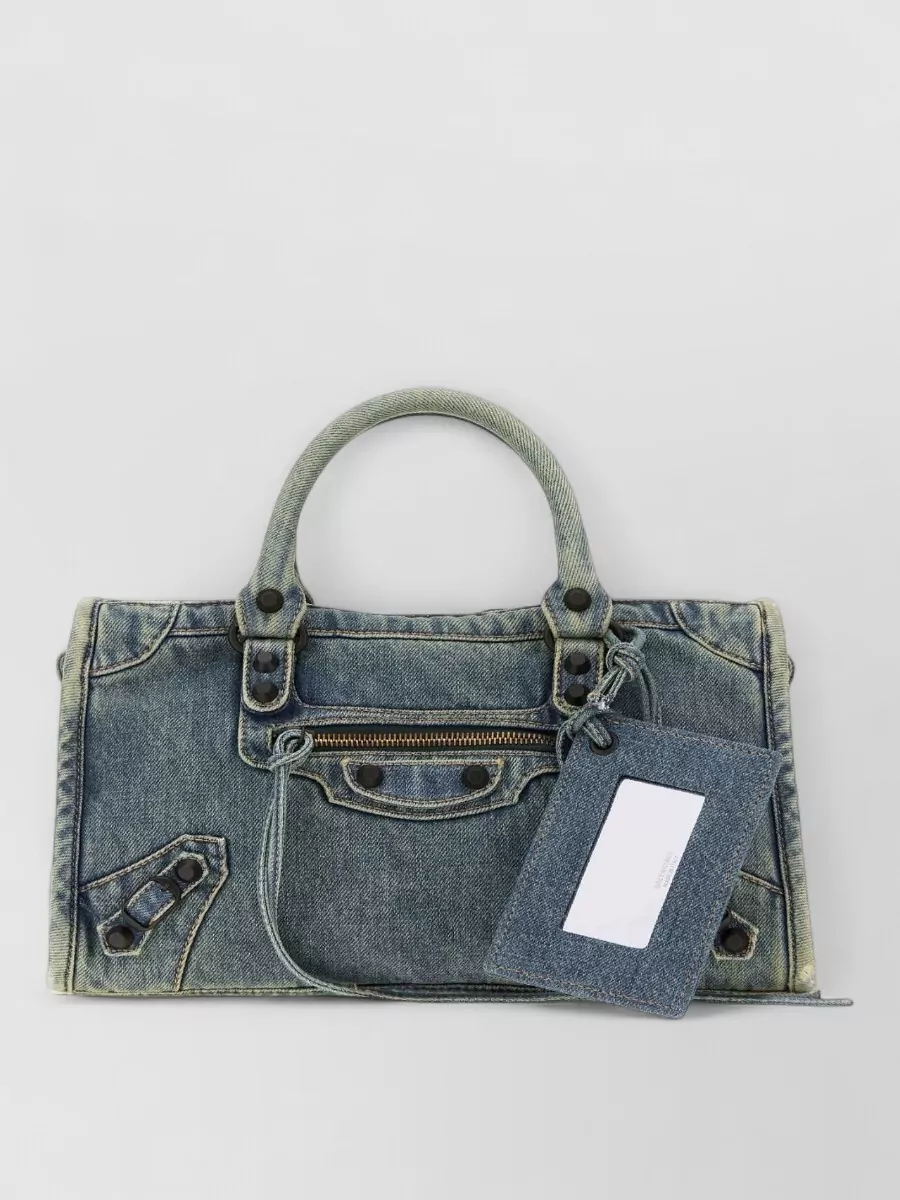 Balenciaga le city small denim clutch bag