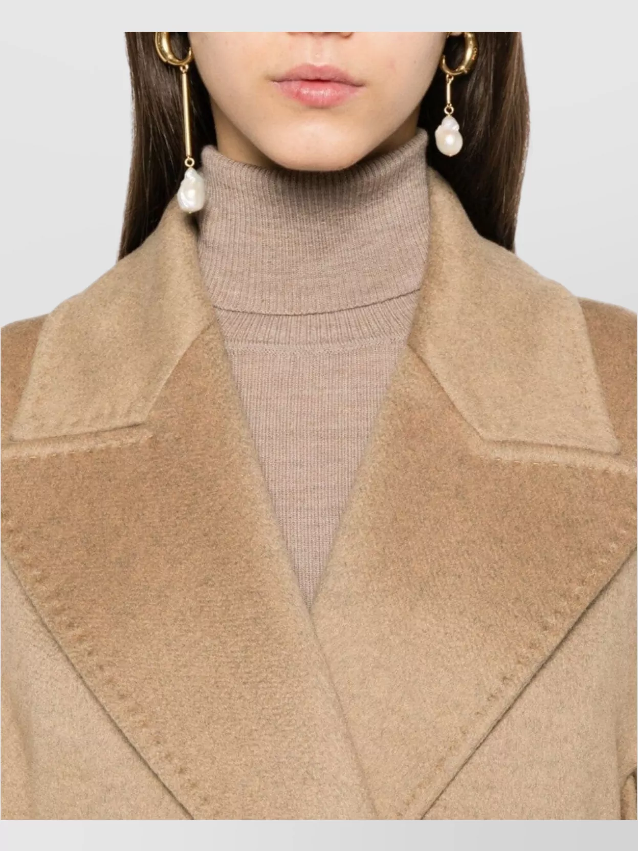 Max Mara Peak Lapels Cashmere Coat Belted Waist